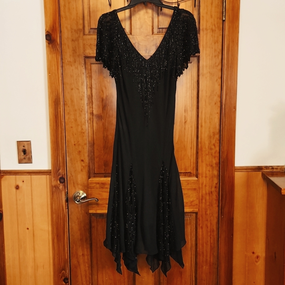 JKARA Black Beaded Dress